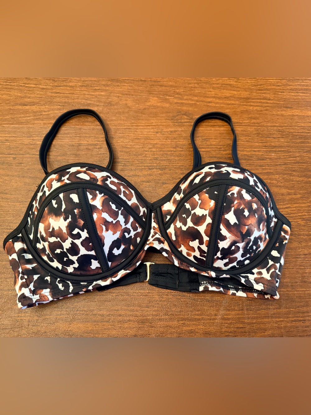 Swimsuits For All tortoiseshell underwire bikini top, size 10 NWOT